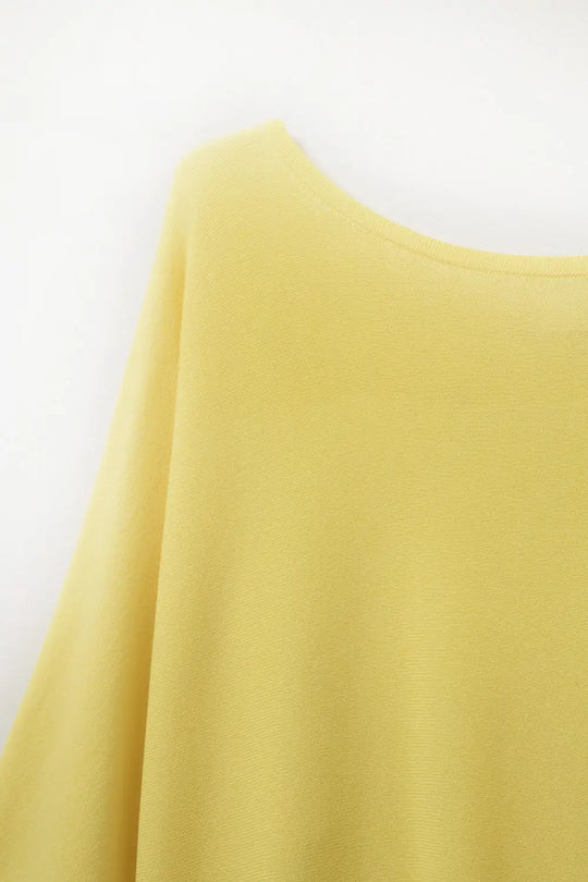 Oversized Yellow Sweater with Elbow-Length Sleeves - YELLOW / ONE - Sweaters