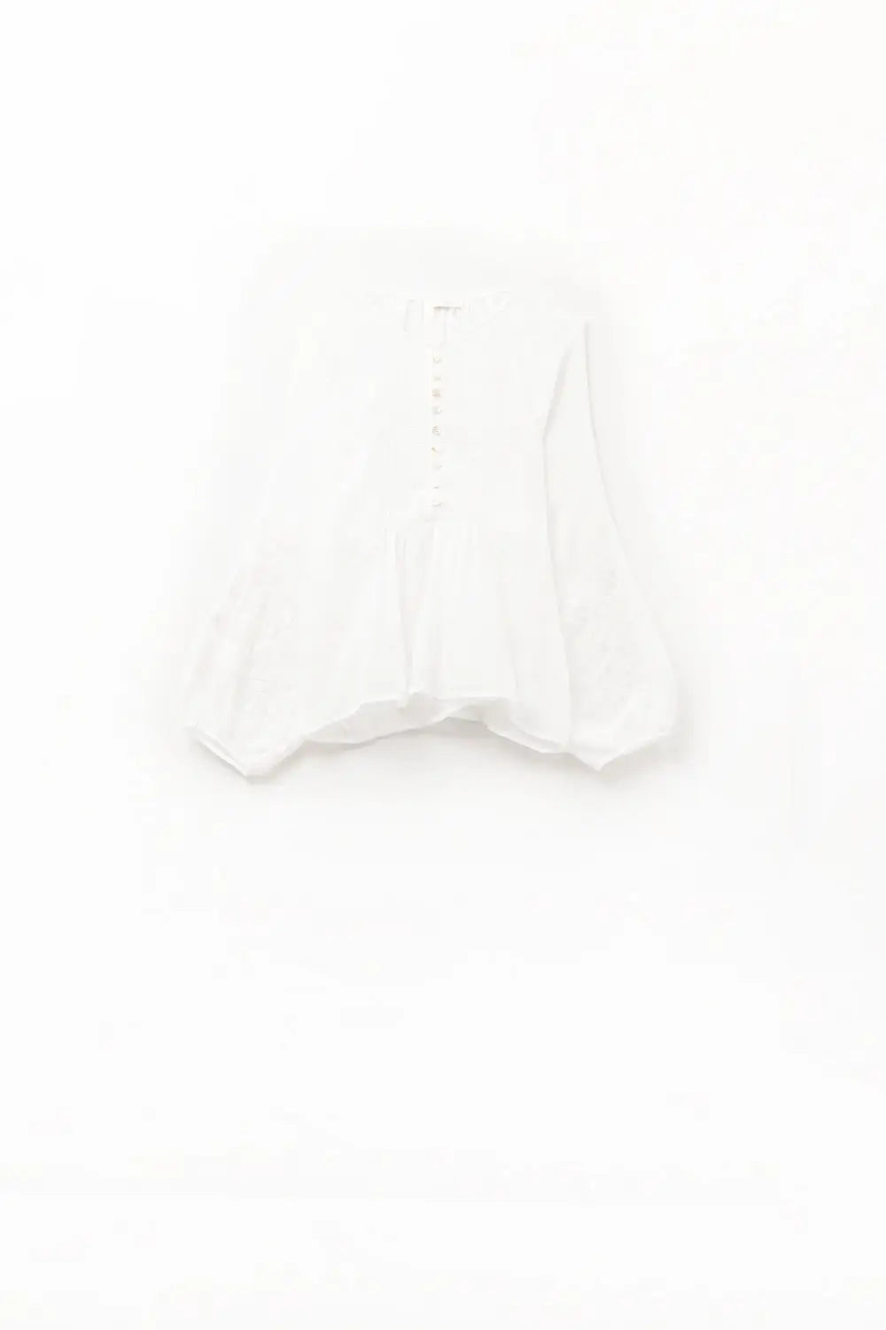white chiffon blouse with embroidery on the sleeves - Shirts