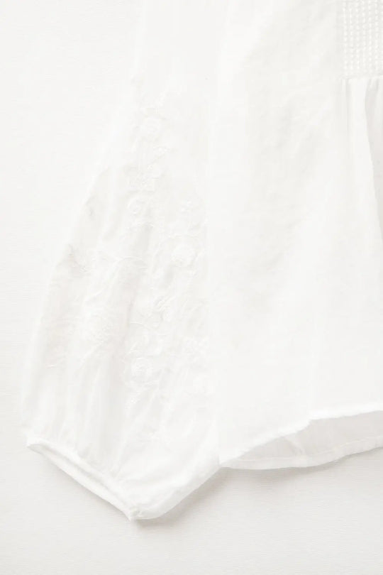 white chiffon blouse with embroidery on the sleeves - Shirts