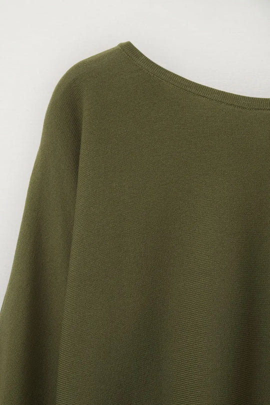 Oversized Kakhi sweater with Elbow-Length Sleeves - GREEN / ONE - Sweaters