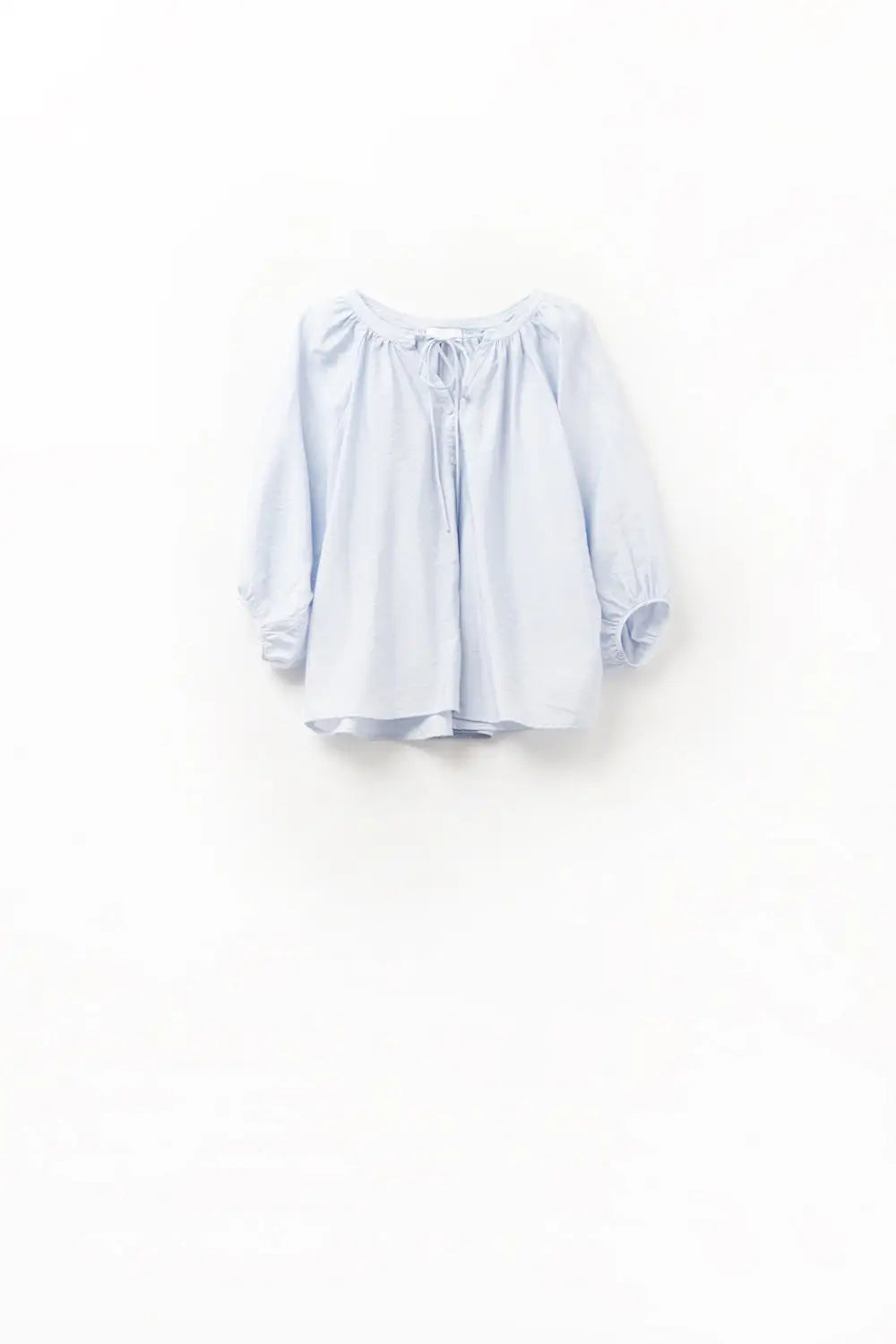 Baby Blue chiffon Top With Puffed Sleeves - Shirts