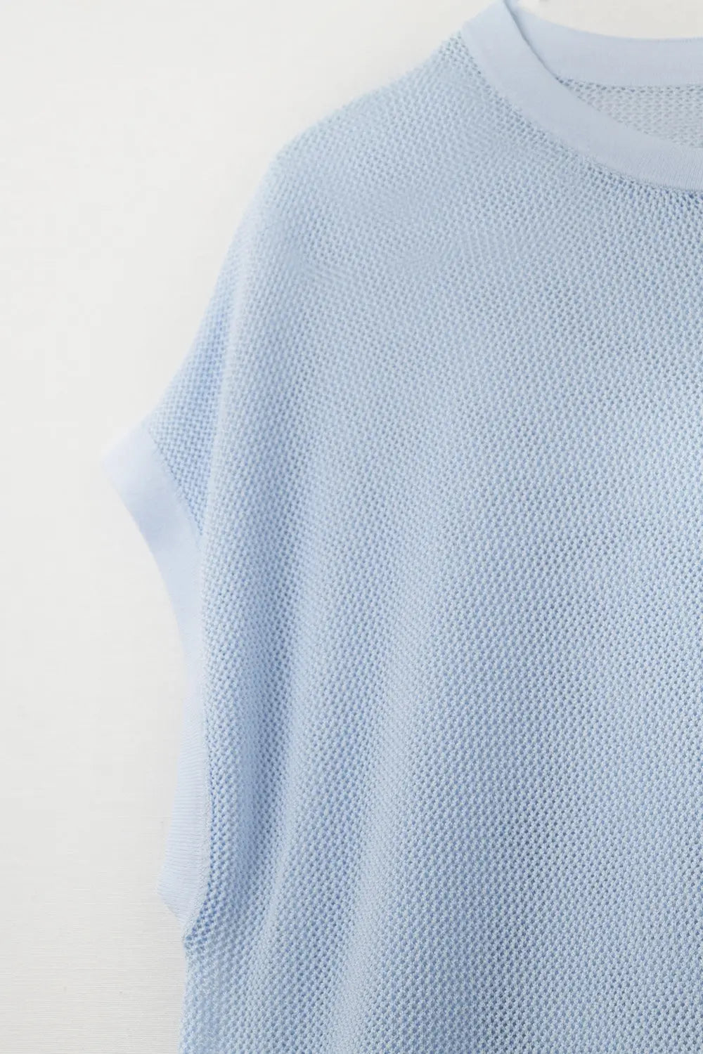 grid knit sweater in baby blue color - BLUE / ONE - Sweaters