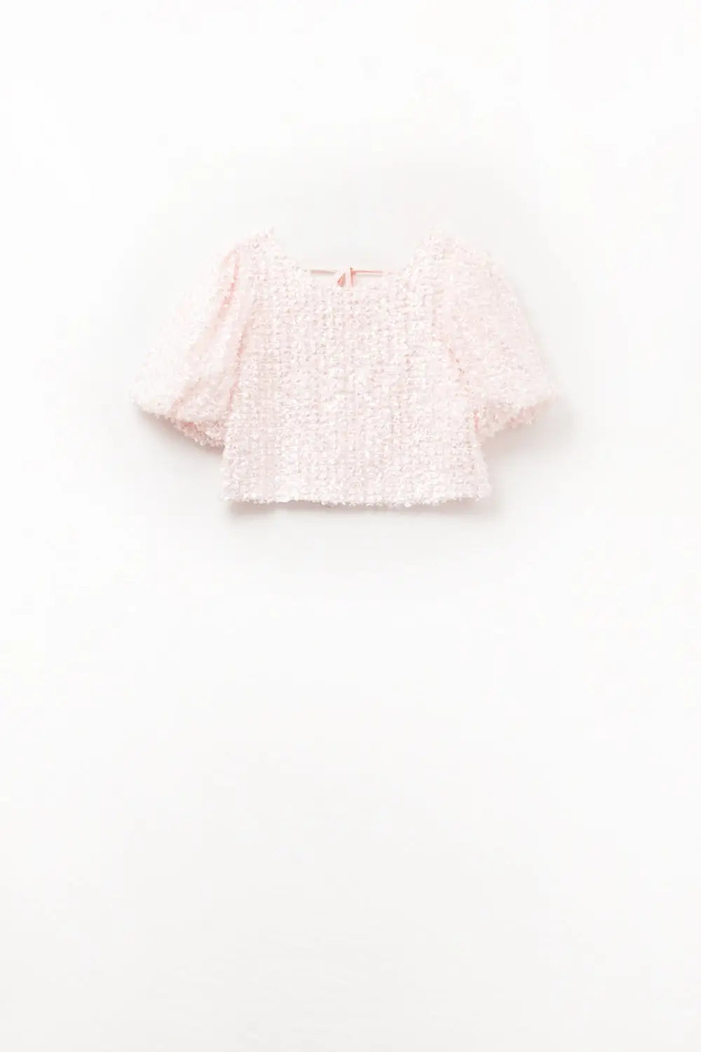 Pink top with sequin detail and balloon sleeves - Tops