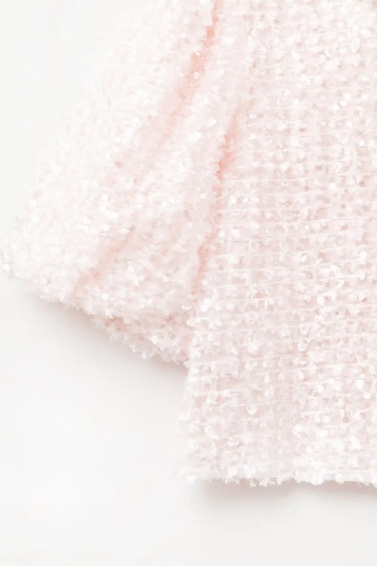 Pink top with sequin detail and balloon sleeves - Tops