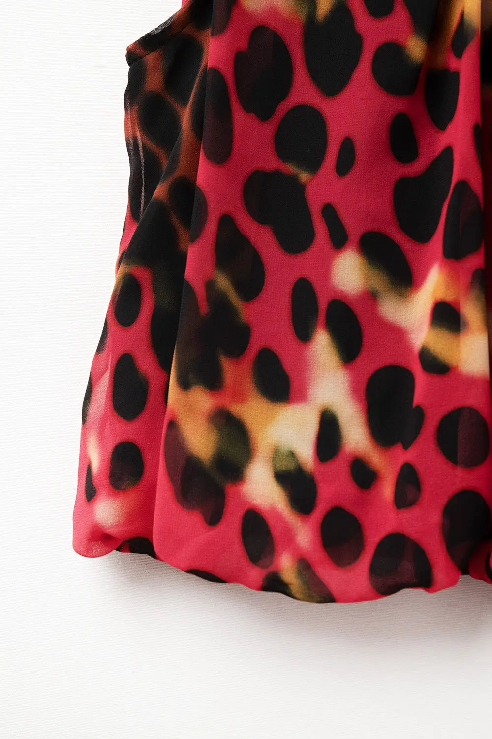 Cropped Pleated Animal Print Top in Red and Black - Tops