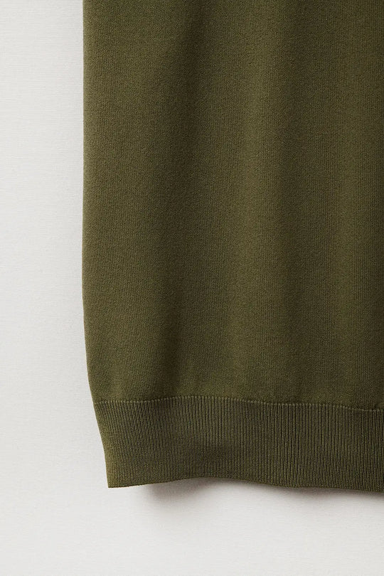 Relaxed khaki boatneck sweater with dropped sleeves - GREEN / ONE - Sweaters