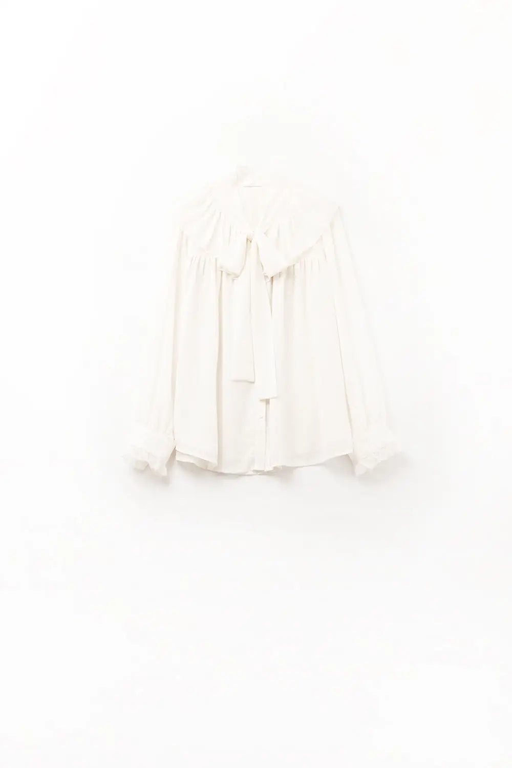 Beige chiffon shirt with bow detail - Shirts