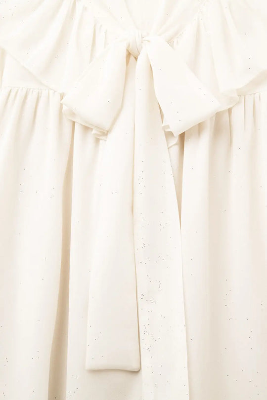 Beige chiffon shirt with bow detail - Shirts