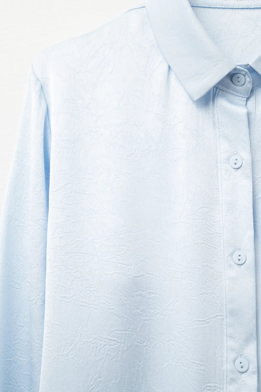 Baby Blue Buttoned Shirt in satin - Shirts