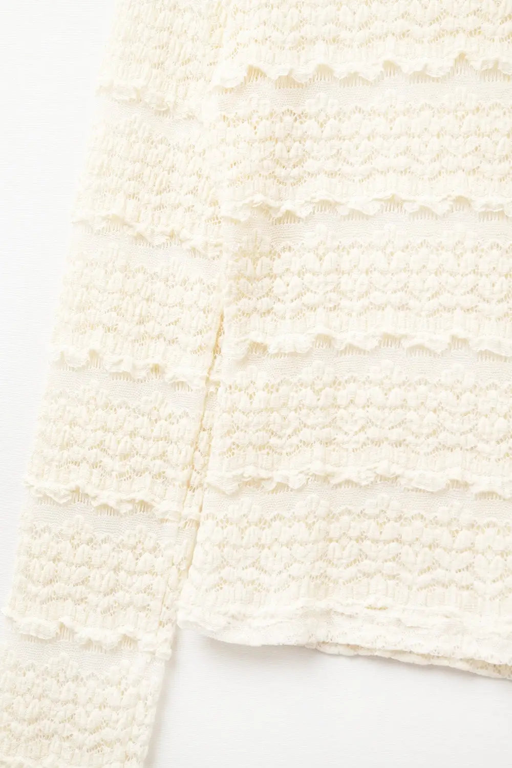 Floral Lace Top With Crew Neck in Cream - Tops