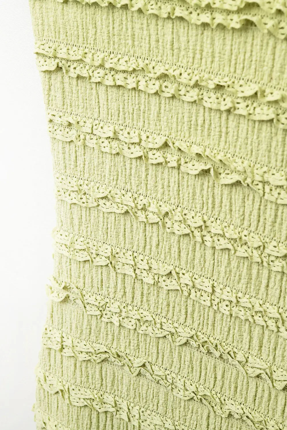 Ruffle Maxi Dress With Slit in Green color - Dresses