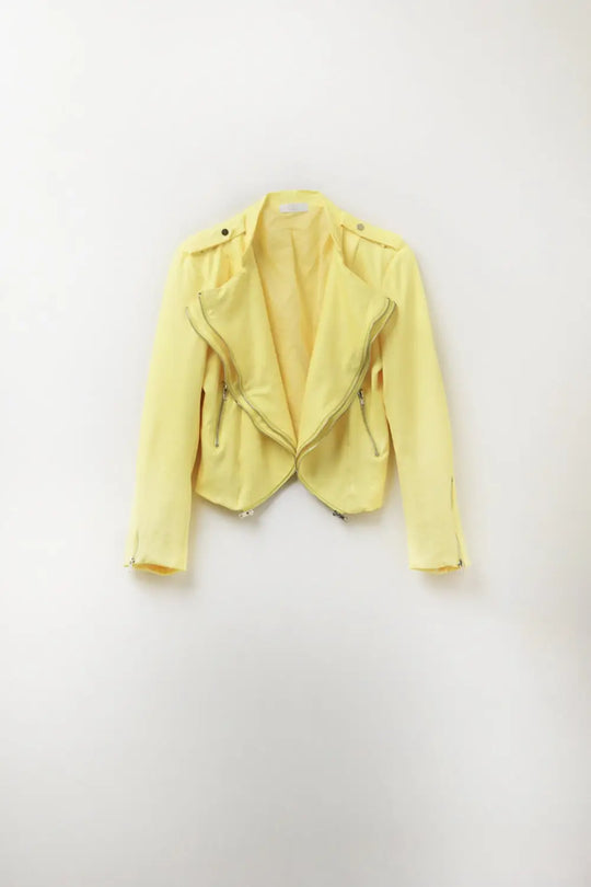 Yellow Jacket with Zipper Details - Jackets