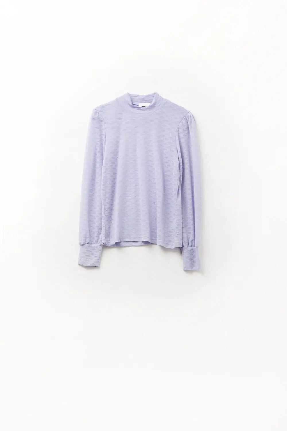 Lilac lace top with high neck and cuff detail - Tops