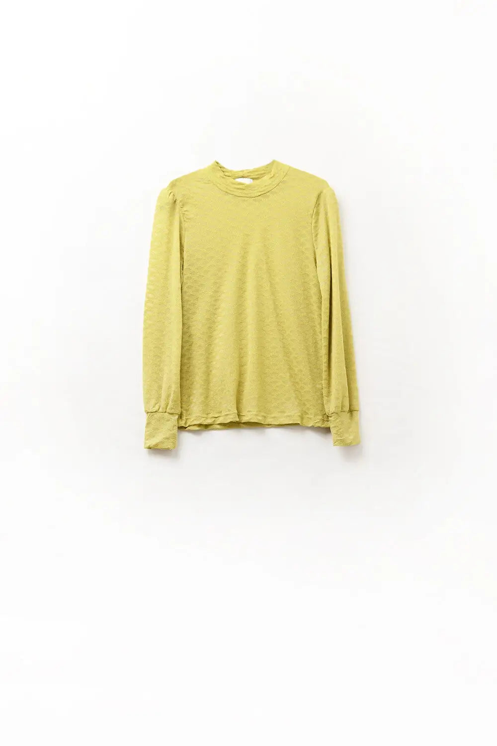 green lace top with high neck and cuff detail - Tops