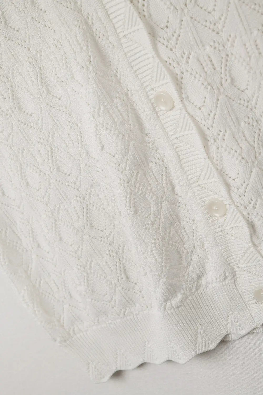 Pointelle Knitted Vest With Scalloped Edges in White - WHITE / ONE - Sweaters