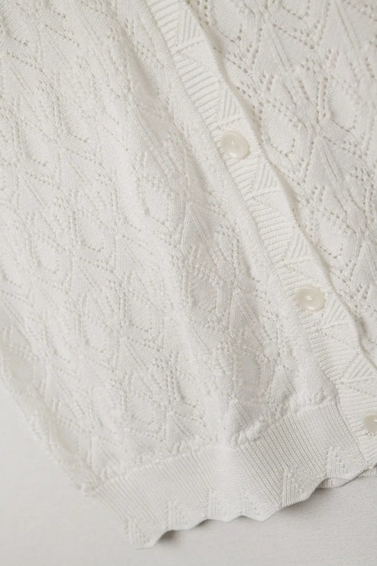 Pointelle Knitted Vest With Scalloped Edges in White - WHITE / ONE - Sweaters
