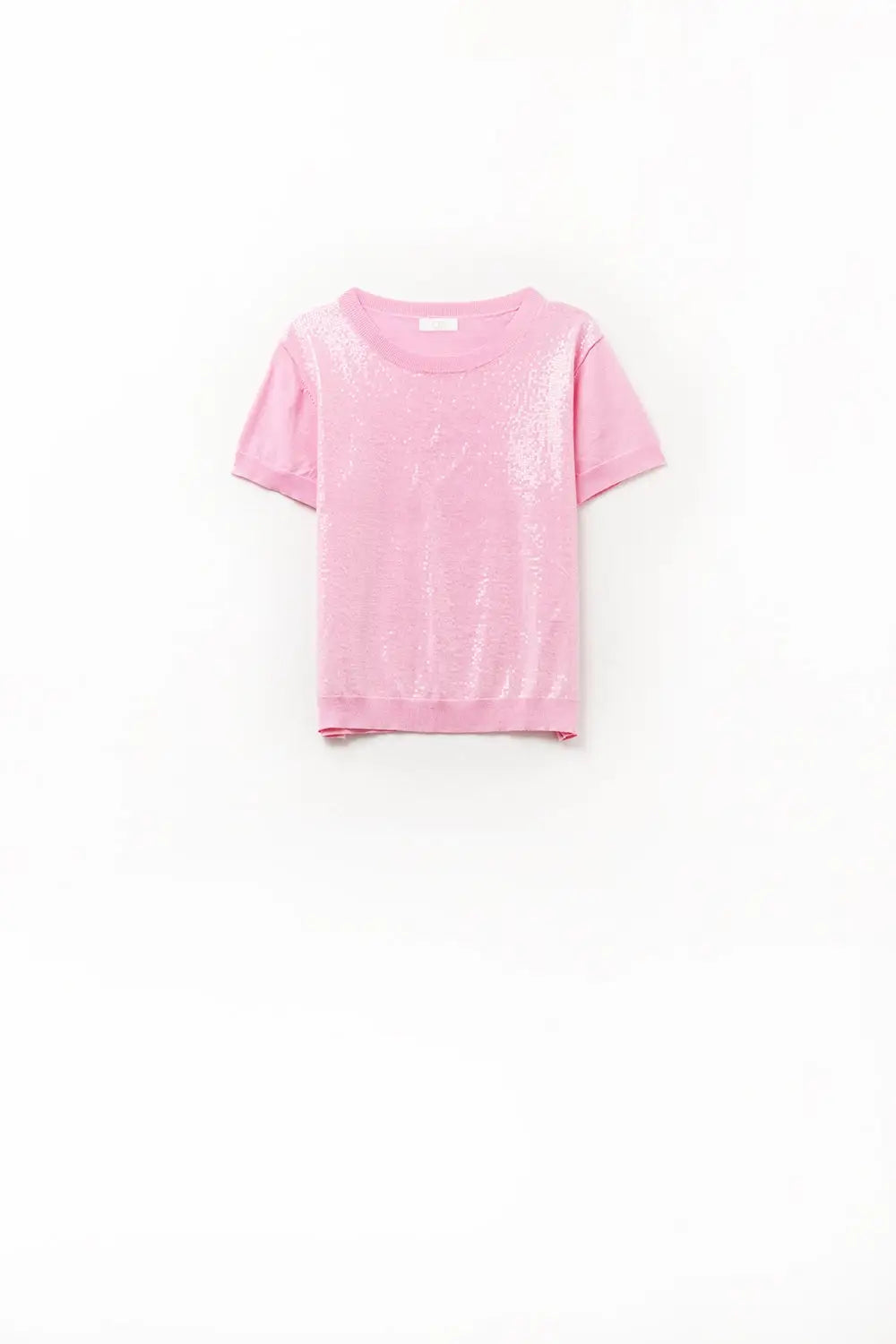 Pink Sequin Sweater with Crew Neck - FUCHSIA / ONE - Sweaters