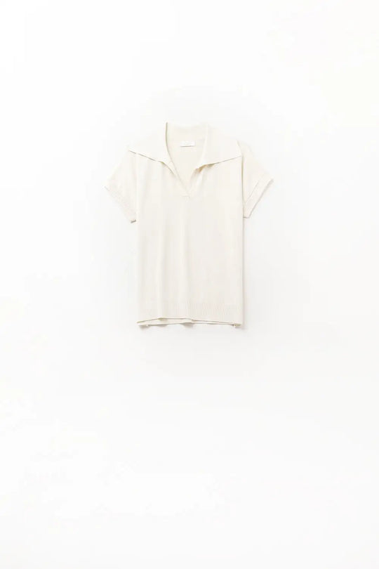 fine knit polo shirt in beige with short sleeves - BEIGE / ONE - Polos
