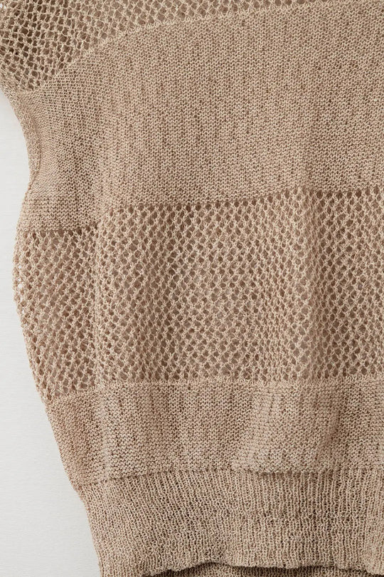 Beige crochet Knit Cap Sleeve Sweater - CAMEL / ONE - Sweaters