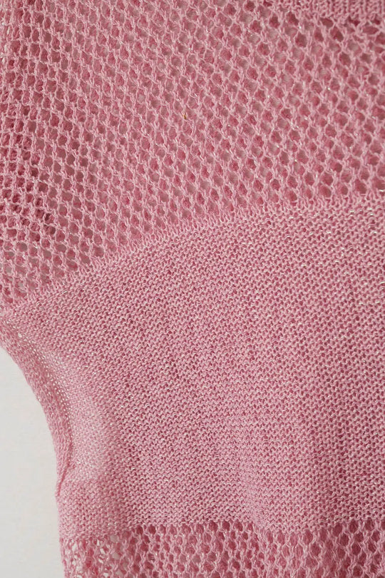Pink Open-Knit Sleeveless Sweater in crochet - PINK / ONE - Sweaters
