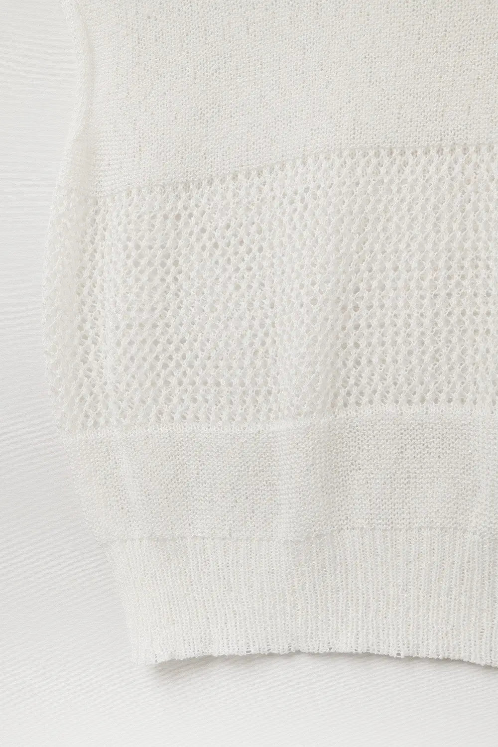 Lightweight Open-Knit Short Sleeve Sweater in white - WHITE / ONE - Sweaters