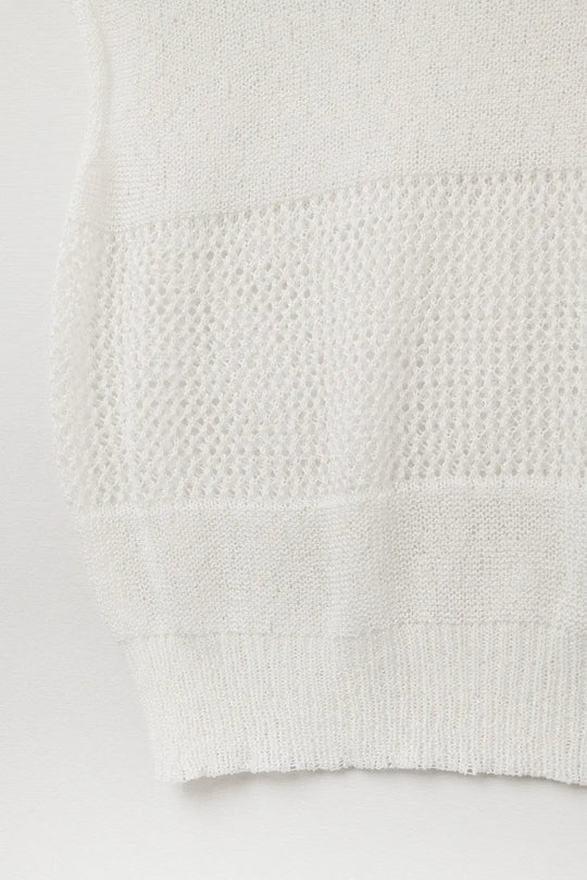 Lightweight Open-Knit Short Sleeve Sweater in white - WHITE / ONE - Sweaters