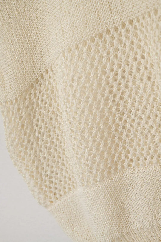 Beige Open Knit Sleeveless Sweater in crochet - BEIGE / ONE - Sweaters