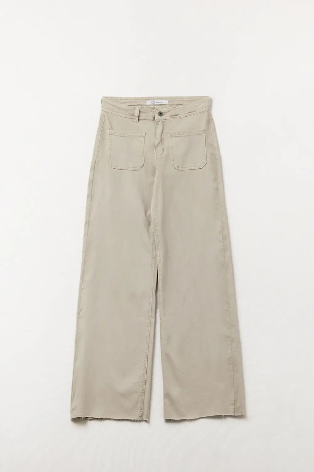wide leg pants with front pockets in beige - Colored Jeans
