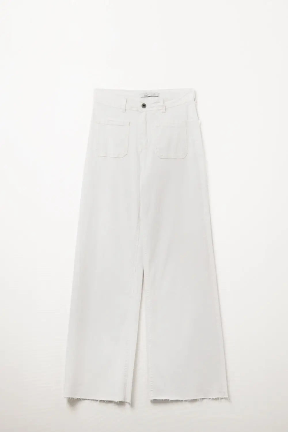 White Straight Leg pants With Front Pockets - Colored Jeans
