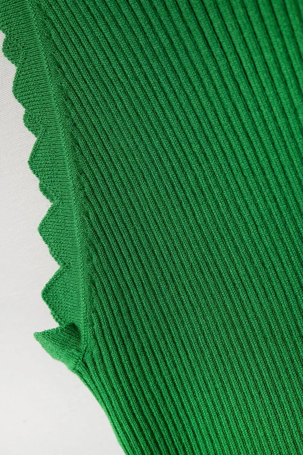 Green Tank Top with Ribbed Underarm Detail - GREEN / ONE - Tops