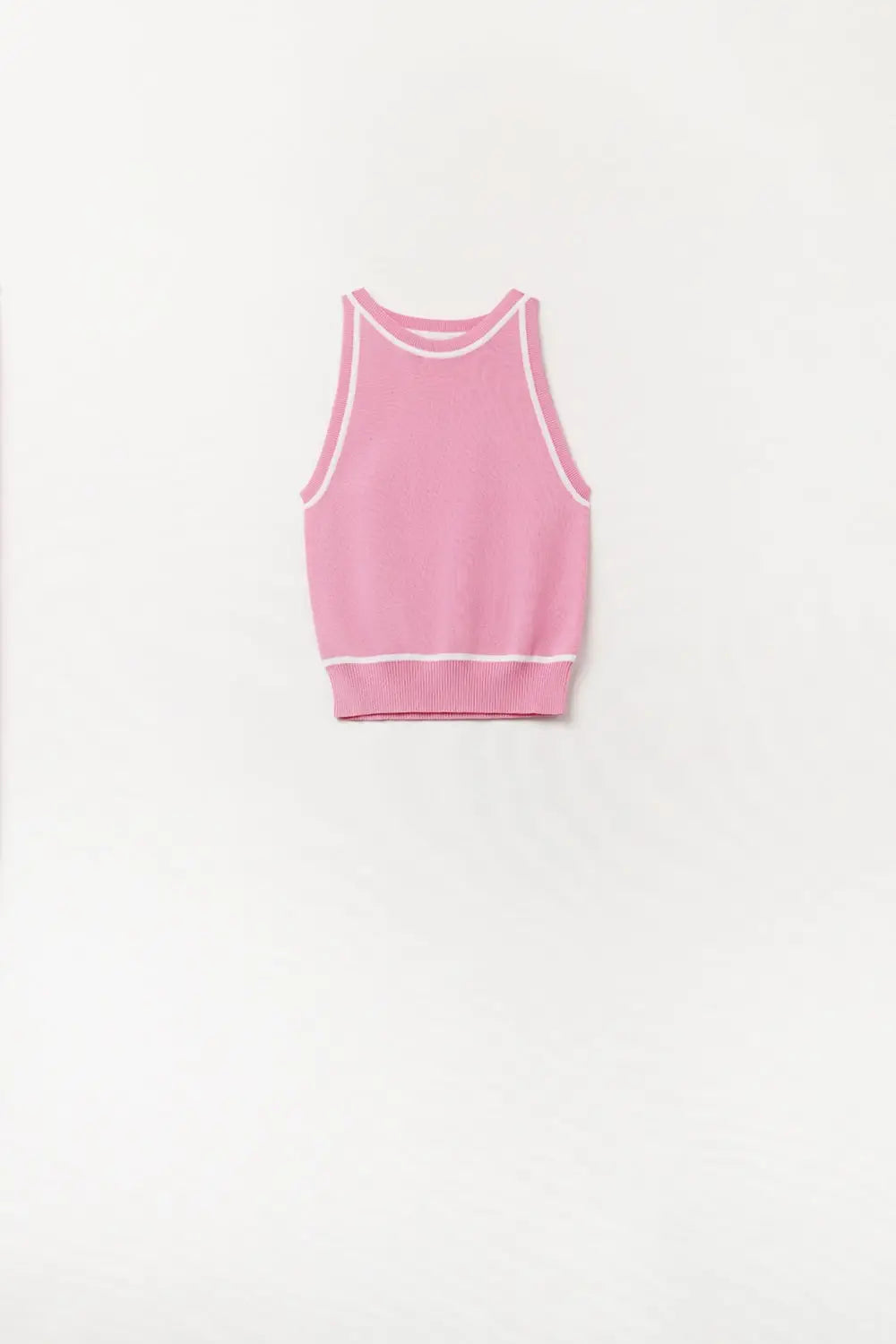 Sleeveless Sweater In Pink Featuring detail White Lines - PINK / ONE - Tops