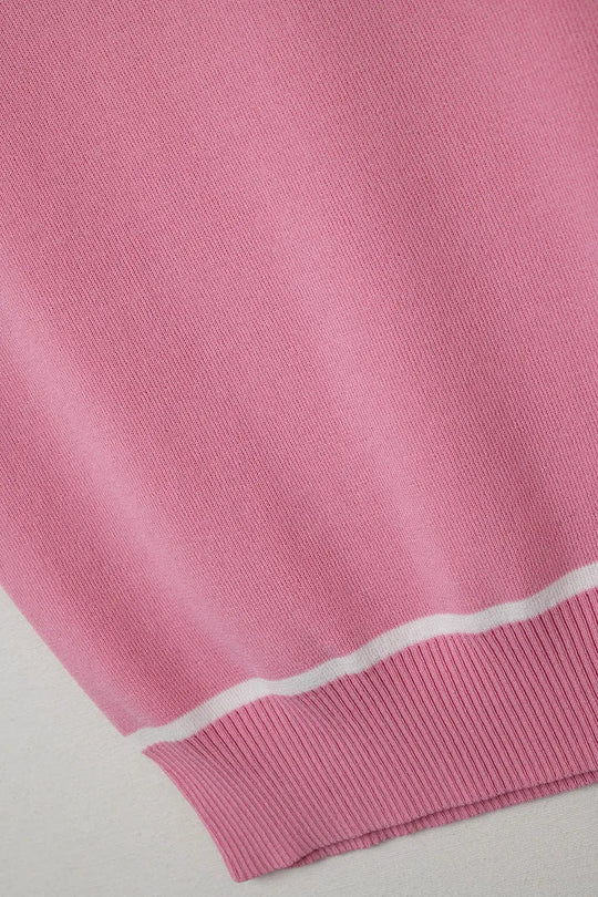 Sleeveless Sweater In Pink Featuring detail White Lines - PINK / ONE - Tops