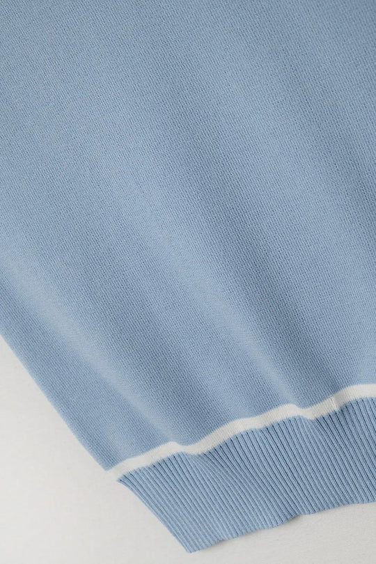 Sleeveless Sweater In Blue Featuring White Lines detail - BLUE / ONE - Tops