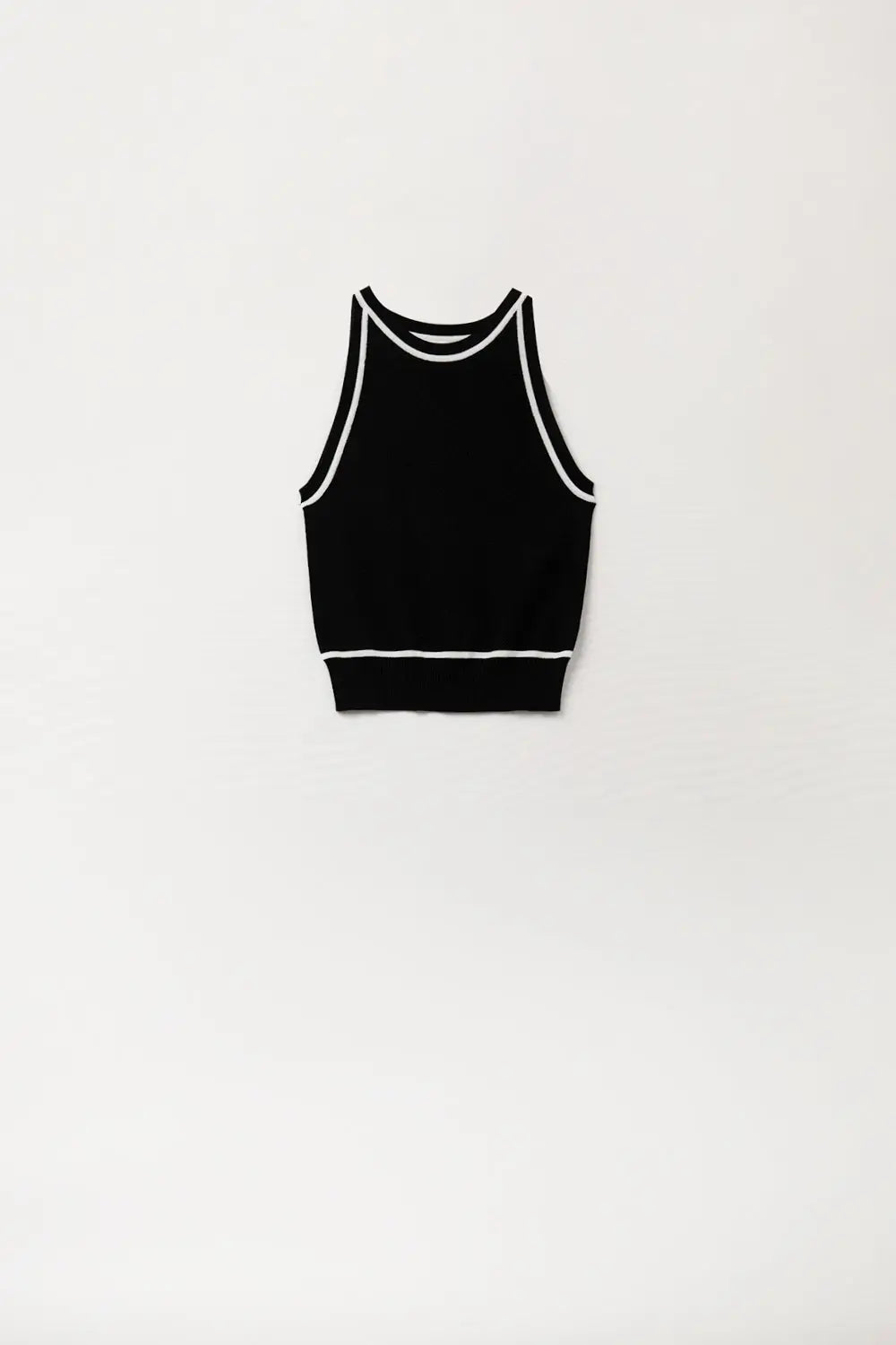 Sleeveless Sweater In Black Featuring detail White Lines - BLACK / ONE - Tops