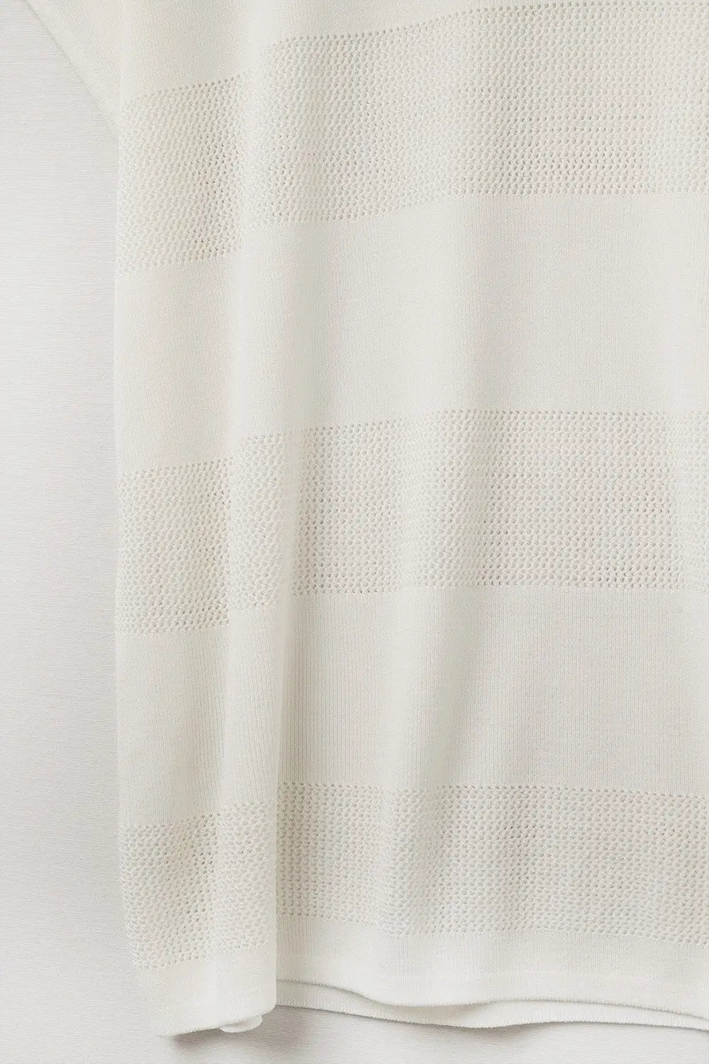 White V-neck knit sweater with open stitch detail - WHITE / ONE - Sweaters