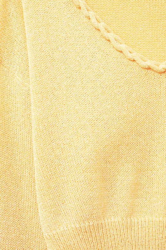 Yellow V-Neck Long Sleeve Crop Top - YELLOW / ONE - Sweaters