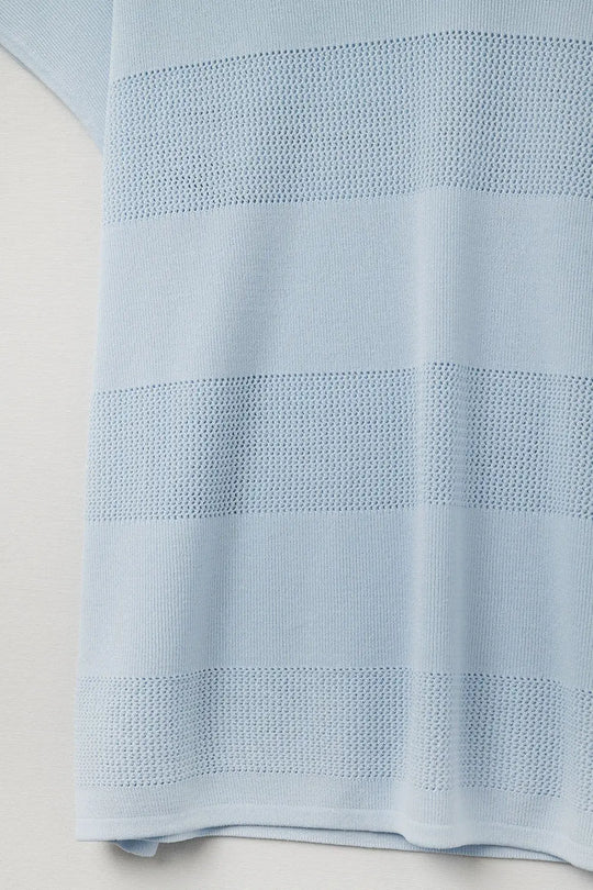 Baby Blue V-neck sweater with open knit detail - BLUE / ONE - Sweaters