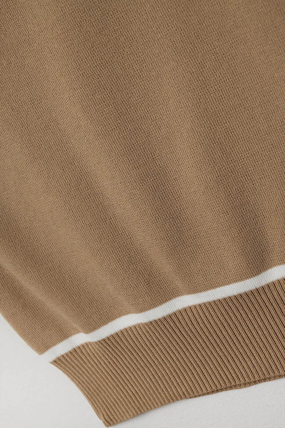 Sleeveless Sweater In Camel Featuring detail White Lines - CAMEL / ONE - Tops