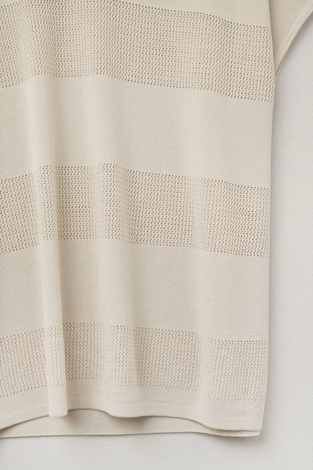 Beige V-neck knit sweater with open stitch detail - BEIGE / ONE - Sweaters