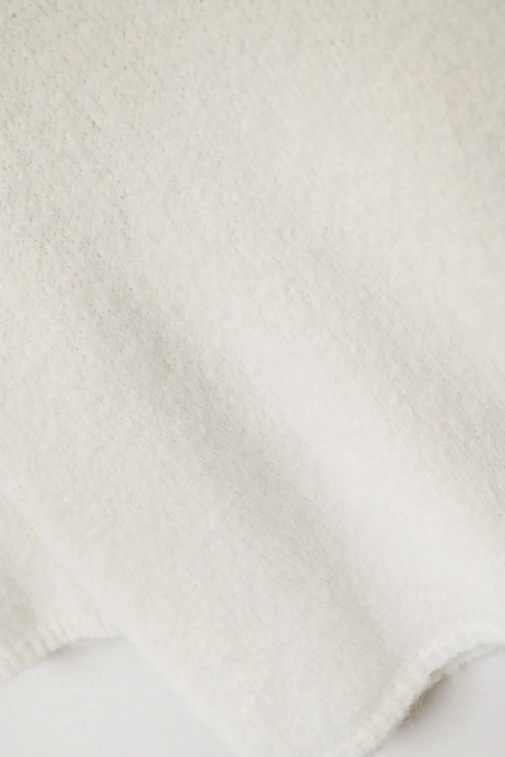 cream Fluffy sweater with three-quarter sleeves and round neck - Sweaters
