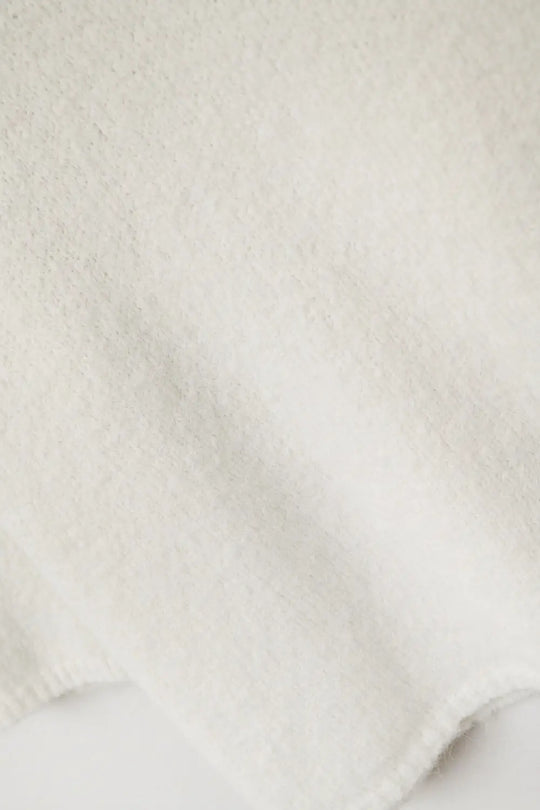 cream Fluffy sweater with three-quarter sleeves and round neck - Sweaters
