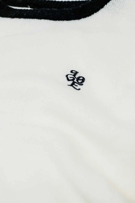 White sweater with contrasting collar and love logo on chest - Sweaters