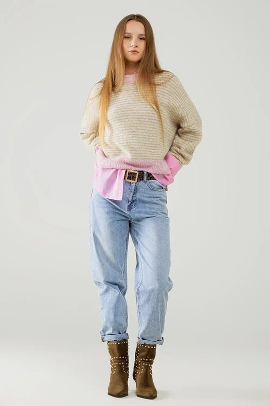 High waist straight leg jeans in light wash