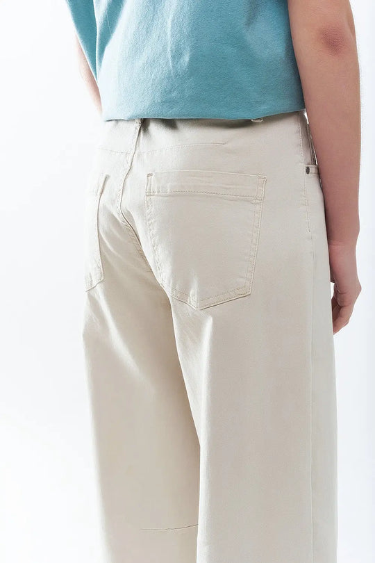 comfortable stretch jeans with barrel leg in beige - Colored Jeans