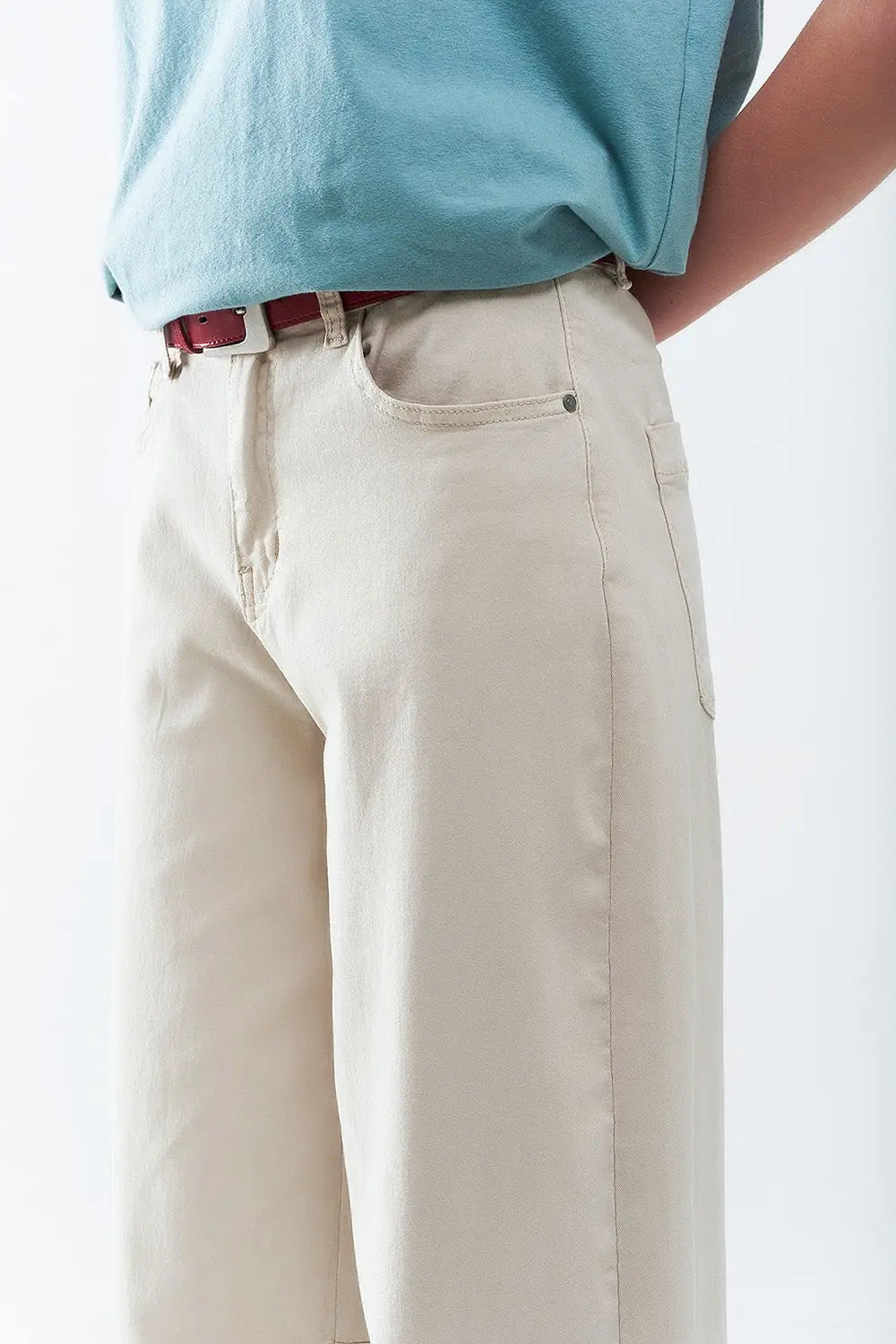 comfortable stretch jeans with barrel leg in beige - Colored Jeans