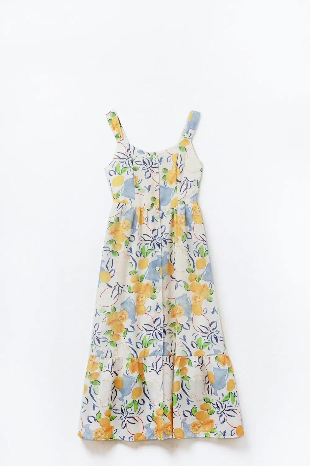 white maxi strapless dress with lemon print - Dresses