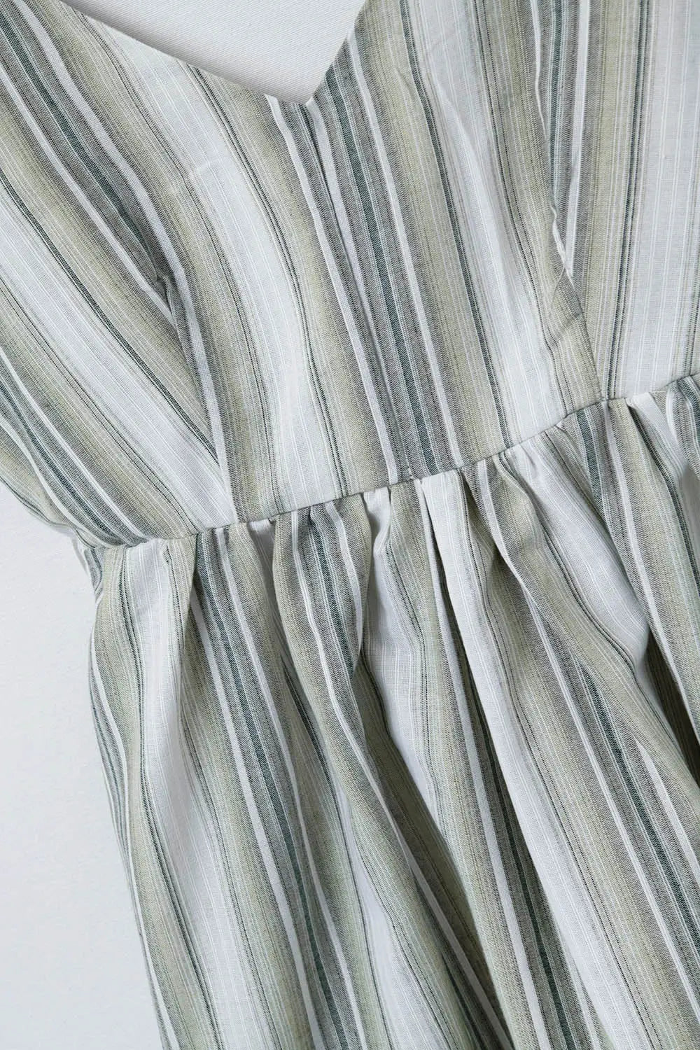 Striped V-Neck Strappy Dress in Green - Dresses