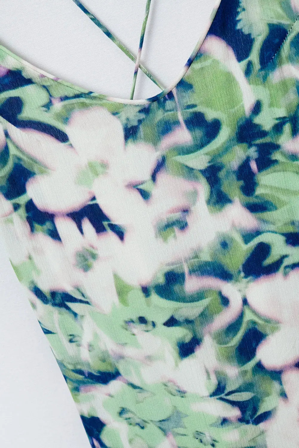 long green floral print dress with wide back neckline - Dresses