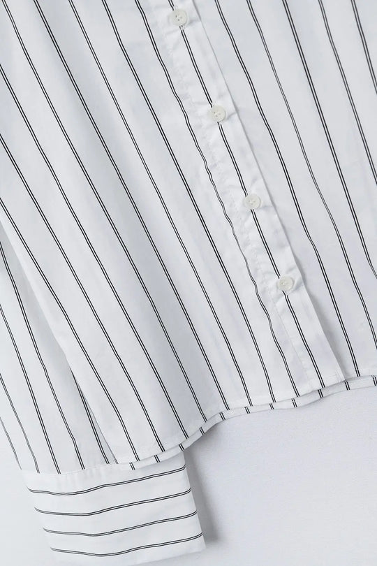 cropped white striped poplin shirt - Shirts