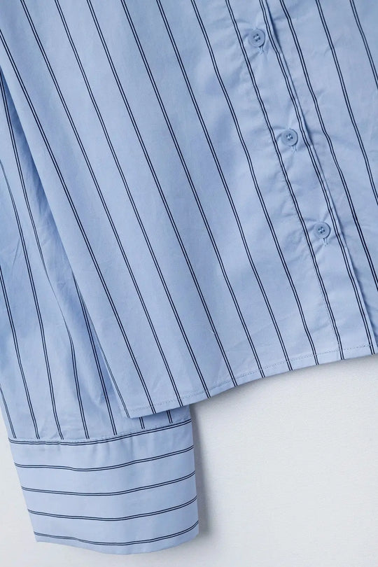 cropped blue striped poplin shirt - Shirts